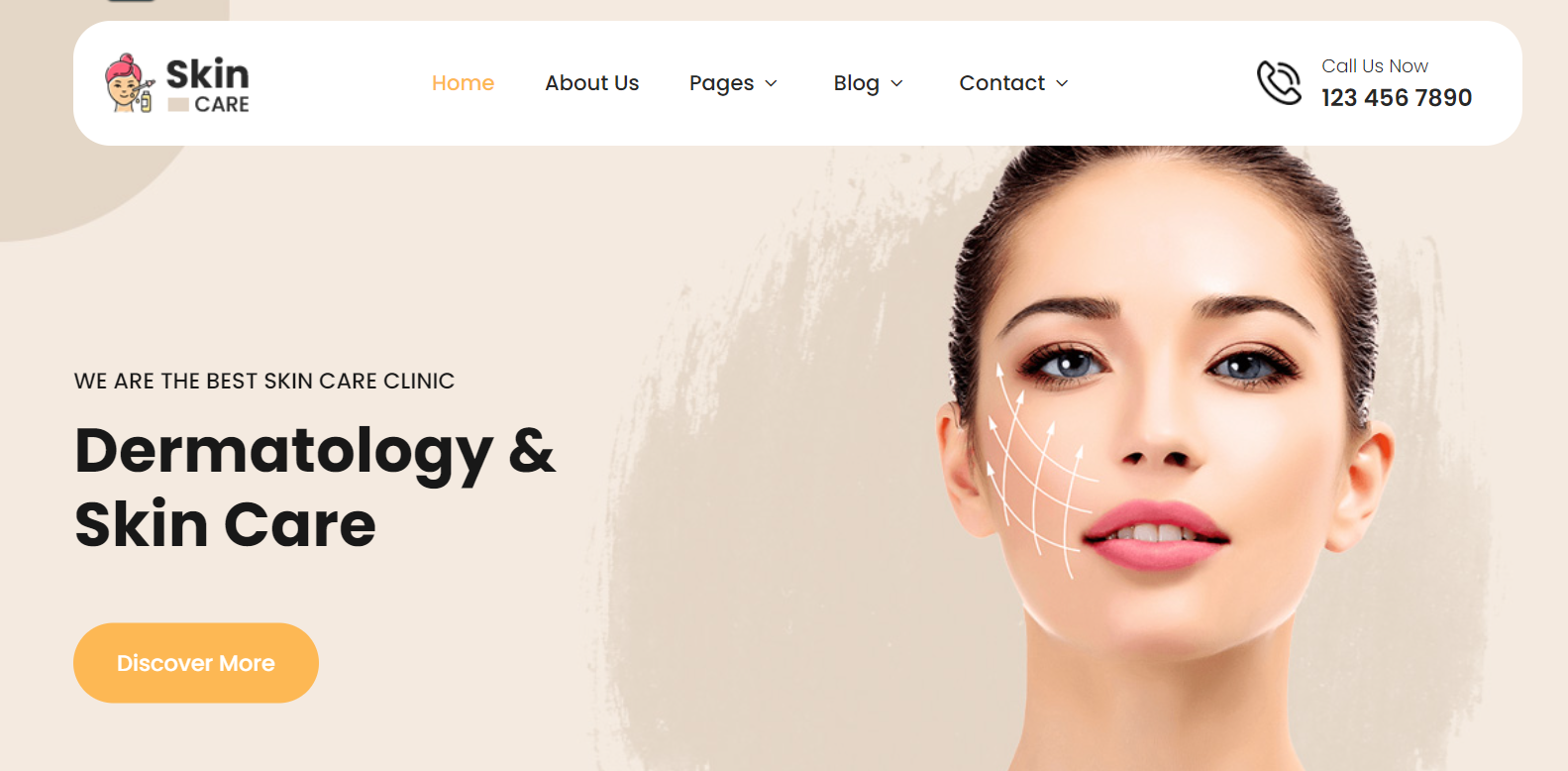 Free Cosmetology Center WordPress Theme for Skin Care Website